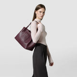 Small secret tote bag in cachemire leather and mosaico - grape
