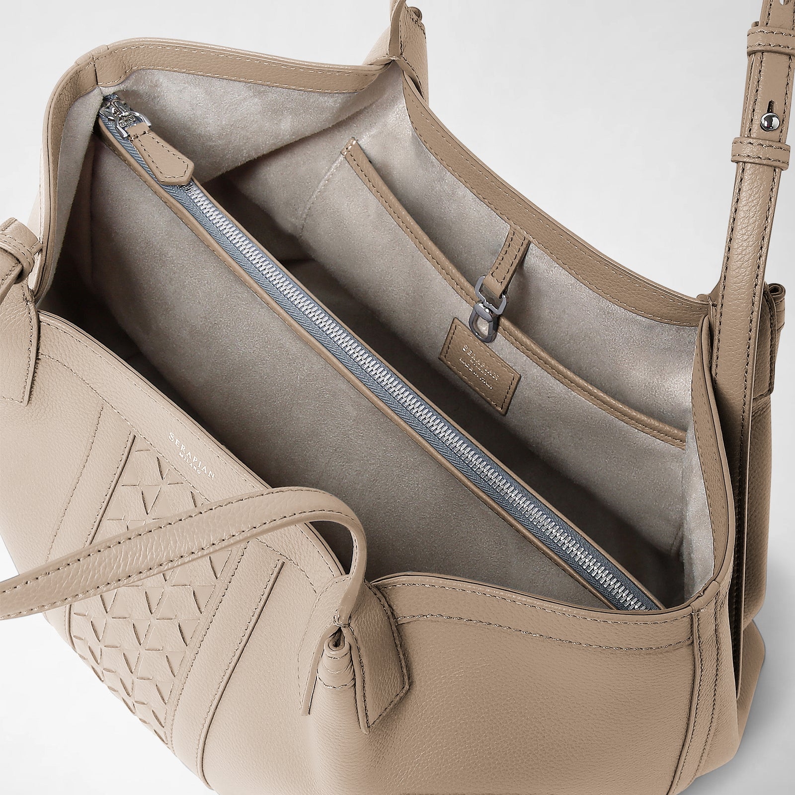 Small designer leather tote bag sahara