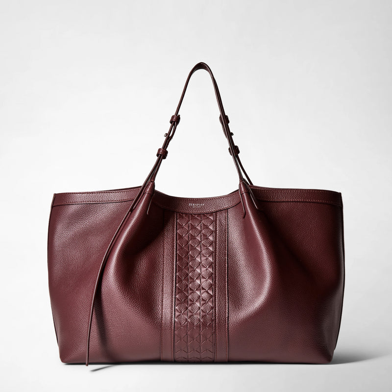 Secret tote bag in cachemire leather and mosaico - grape