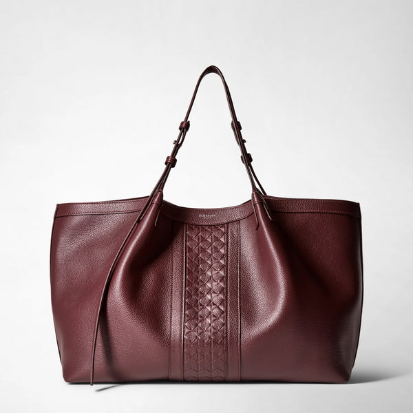 Tote bag secret in pelle cachemire e mosaico - grape