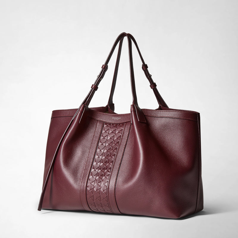 Secret tote bag in cachemire leather and mosaico - grape