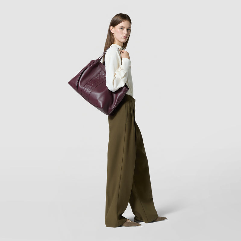 Secret tote bag in cachemire leather and mosaico - grape
