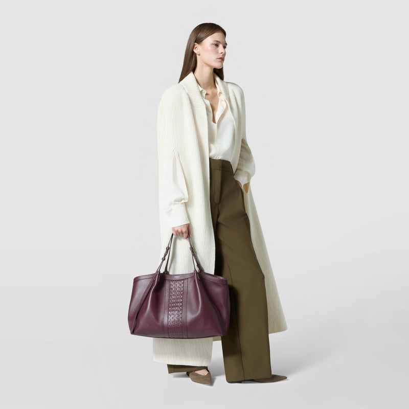 Secret tote bag in cachemire leather and mosaico - grape