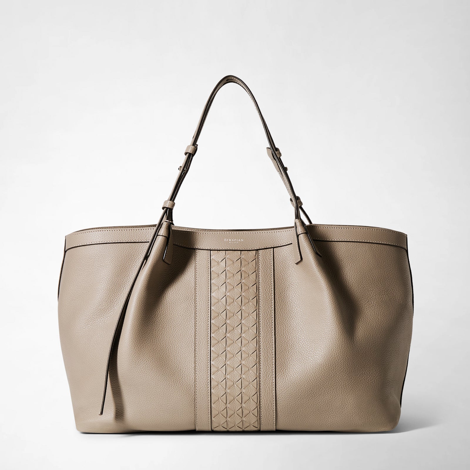 Designer soft leather tote bag sahara