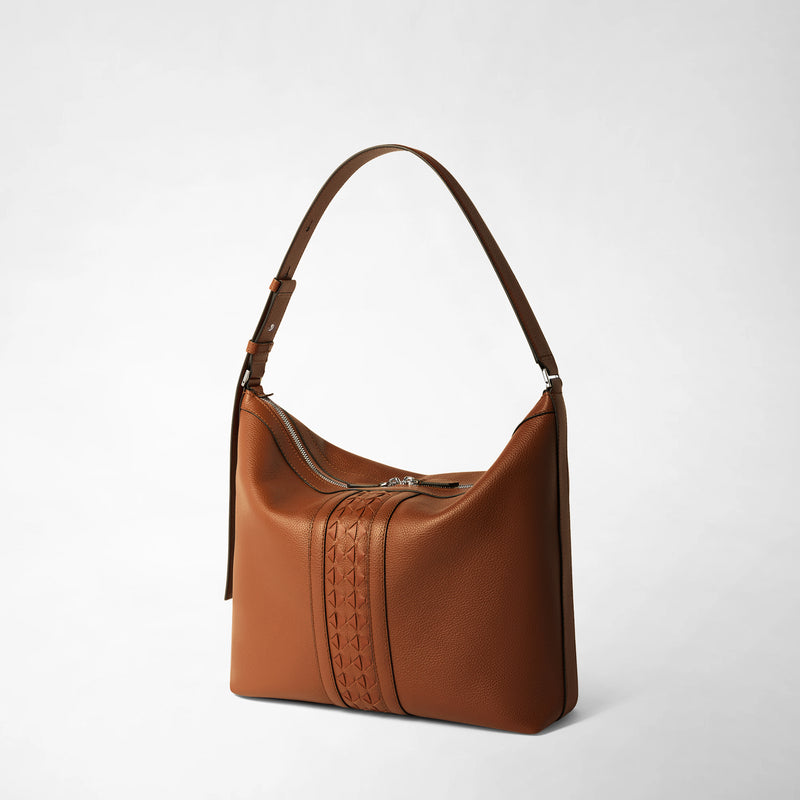 Ani shoulder bag in cachemire leather and mosaico - tobacco