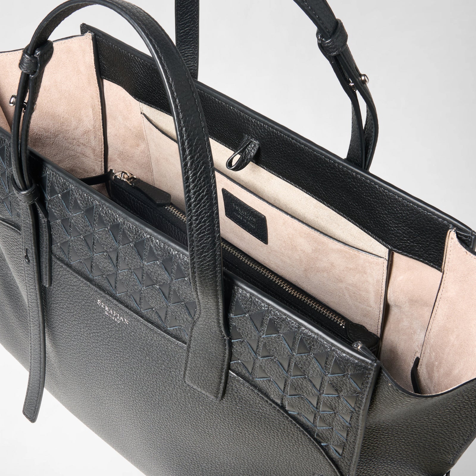 春&ミラディ/NOIR Medium Maro Bag in Black Mosaico