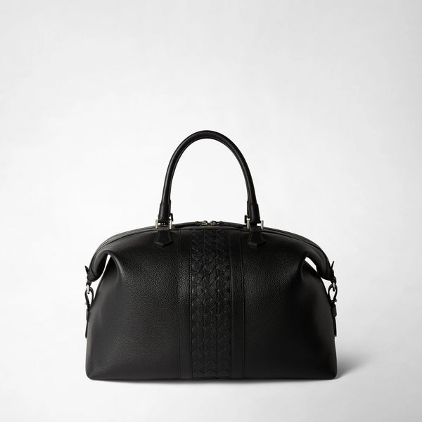 Small travel bag in cachemire leather and mosaico - black