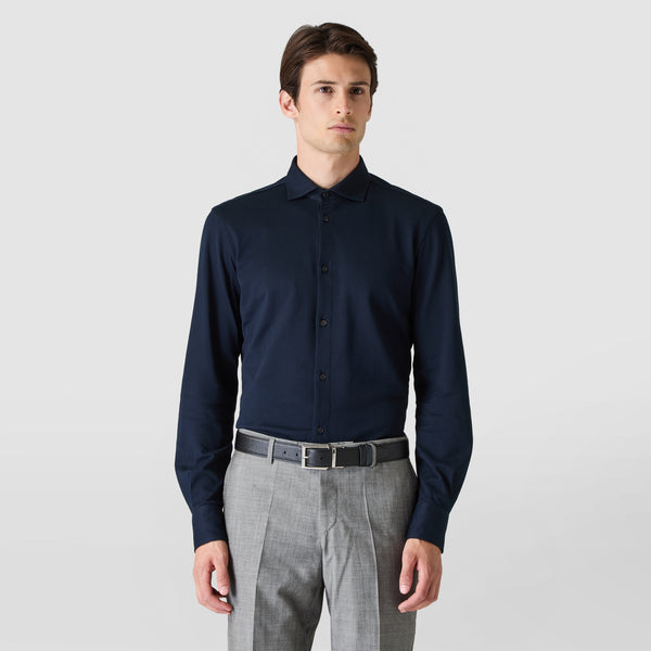 Reversible belt in evoluzione leather - black/navy blue