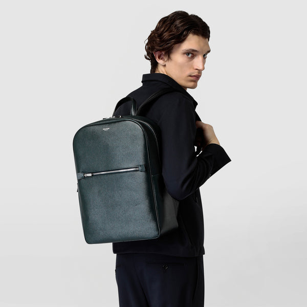 Sling Backpack in Evoluzione Leather, Navy Blue