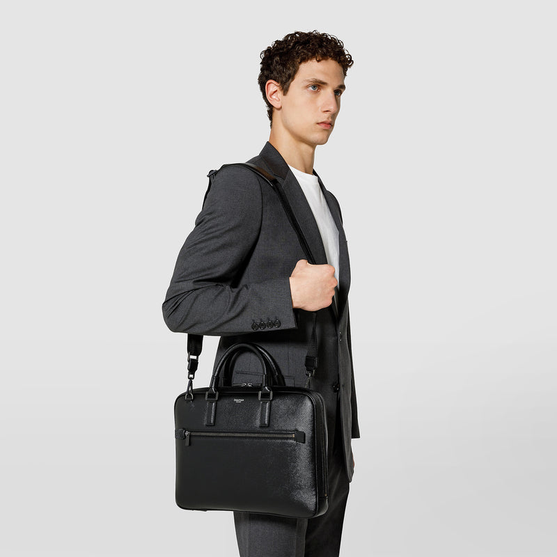 Borsa business extra slim in pelle evoluzione - eclipse black