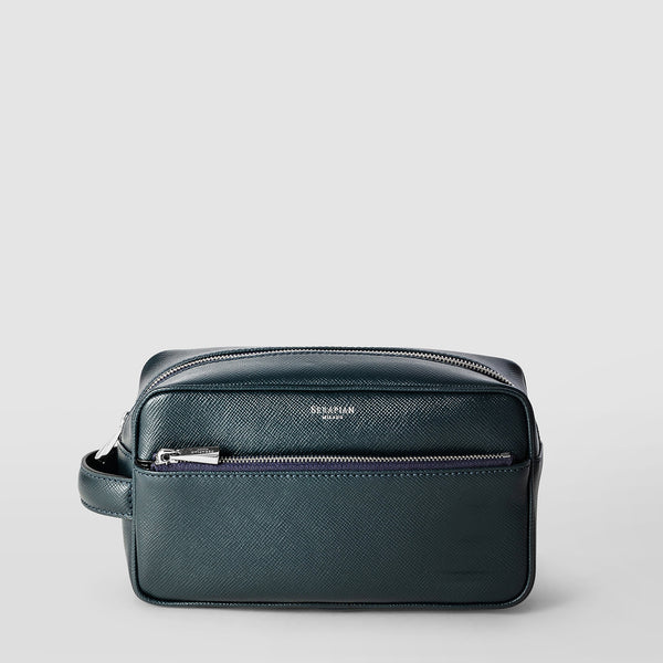 Washbag in evoluzione leather - navy blue