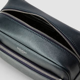 Evoluzioneレザー製洗面具用ポーチ - navy blue
