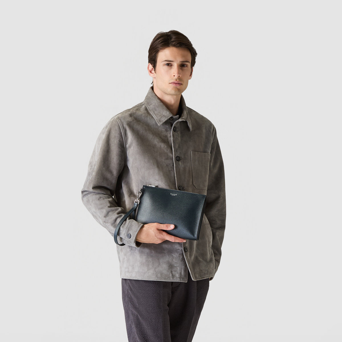 EVOLUZIONEレザー製 ネイビーボストンバッグ