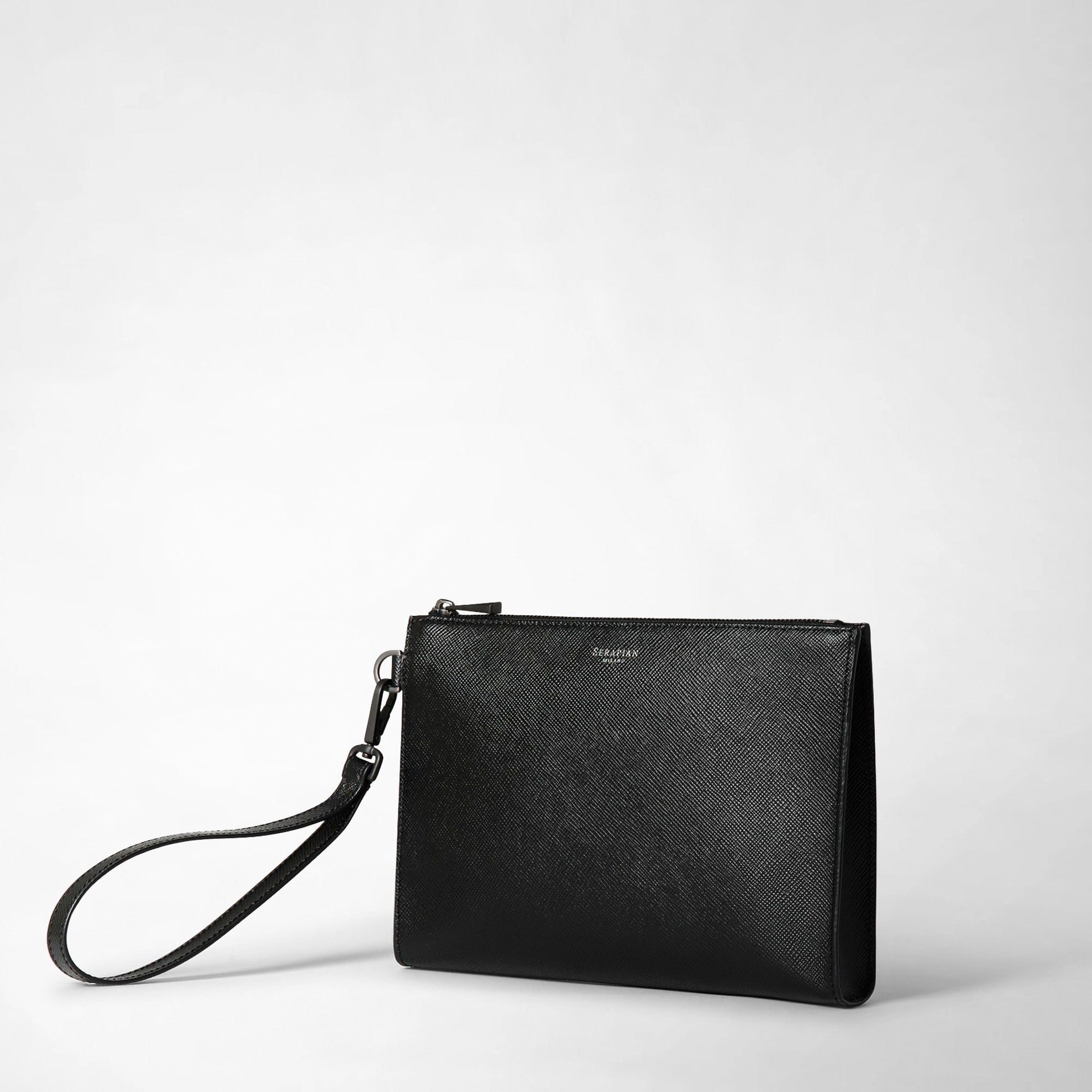 Leather zipper pouch​ black - man accessories