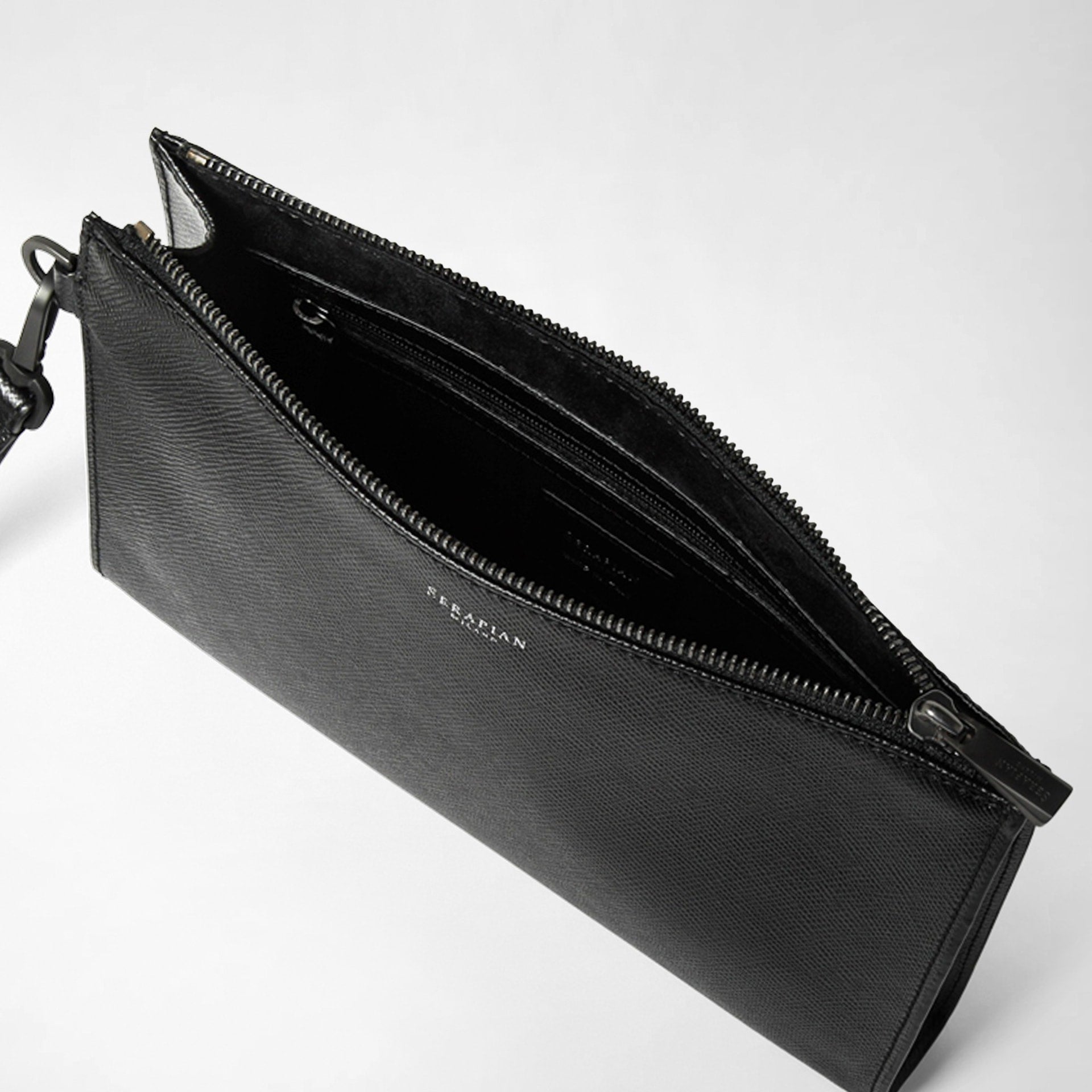 Leather zipper pouch​ black - man accessories