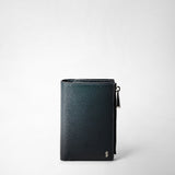 Vertical billfold with zip in evoluzione leather - navy blue