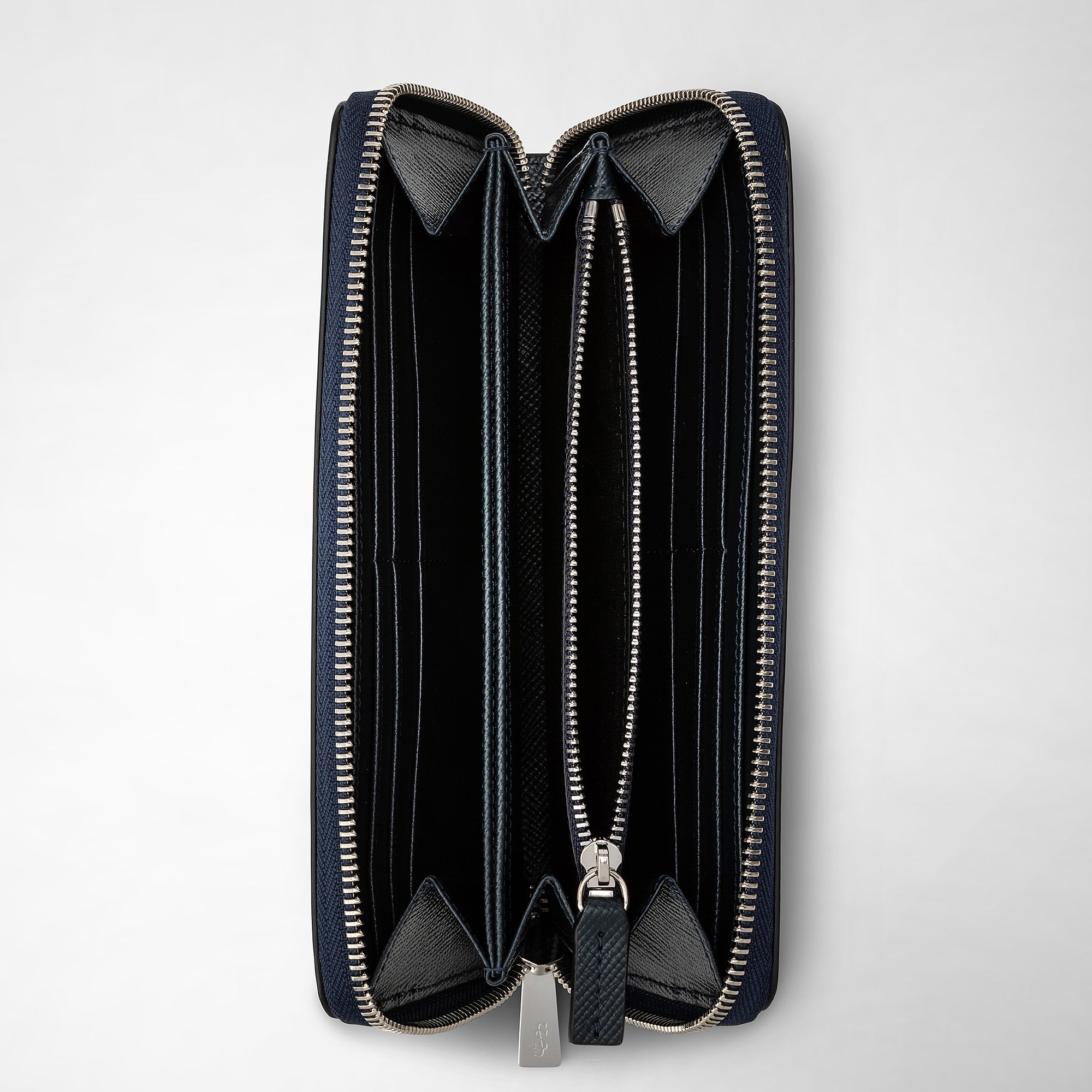 【​限​定​販​売​】 wallet Zip-around in blue navy leather evoluzione スポーツトイ・アクショントイ