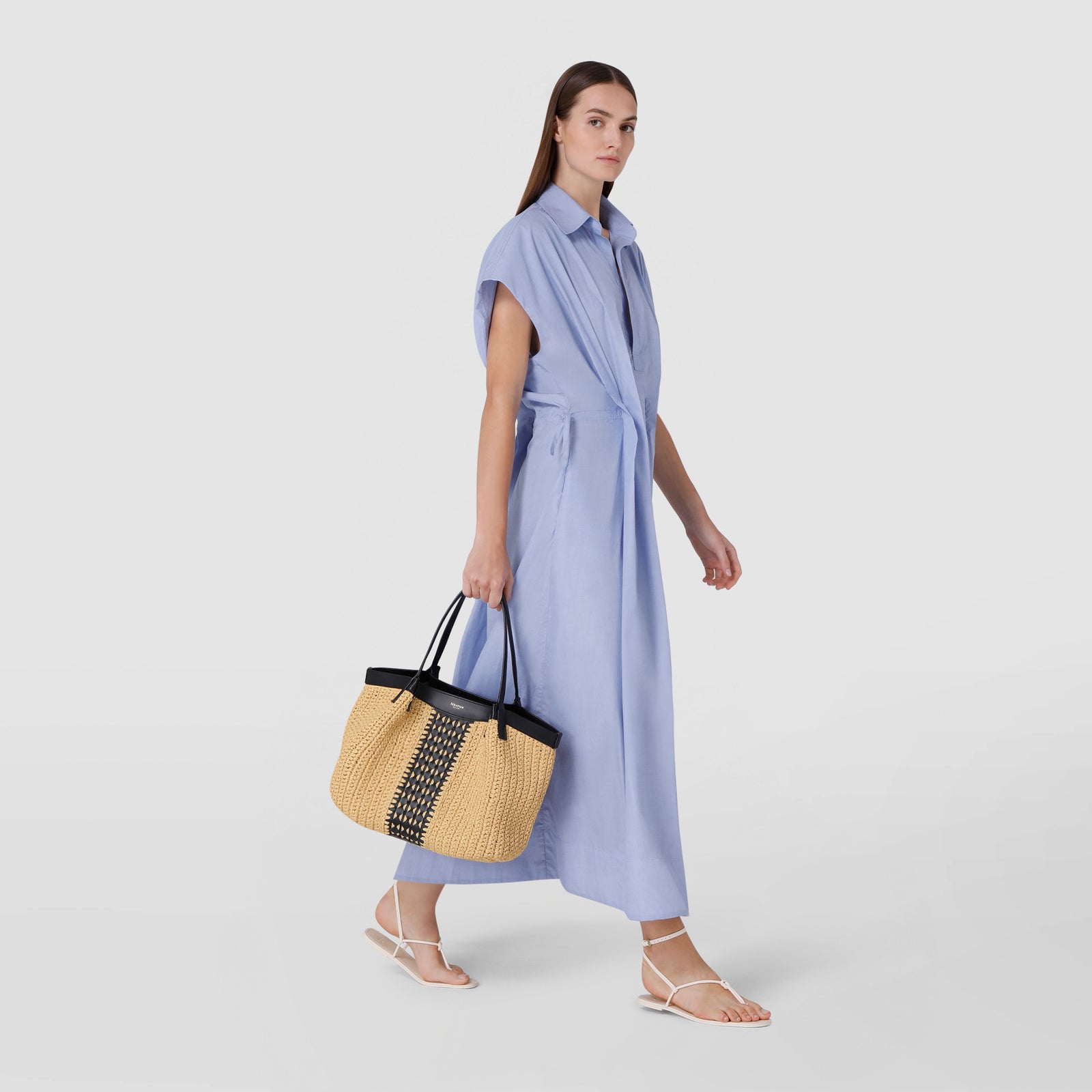 ラフィアインテレッチ ナチュラルブラックのSecret Tote バッグ
