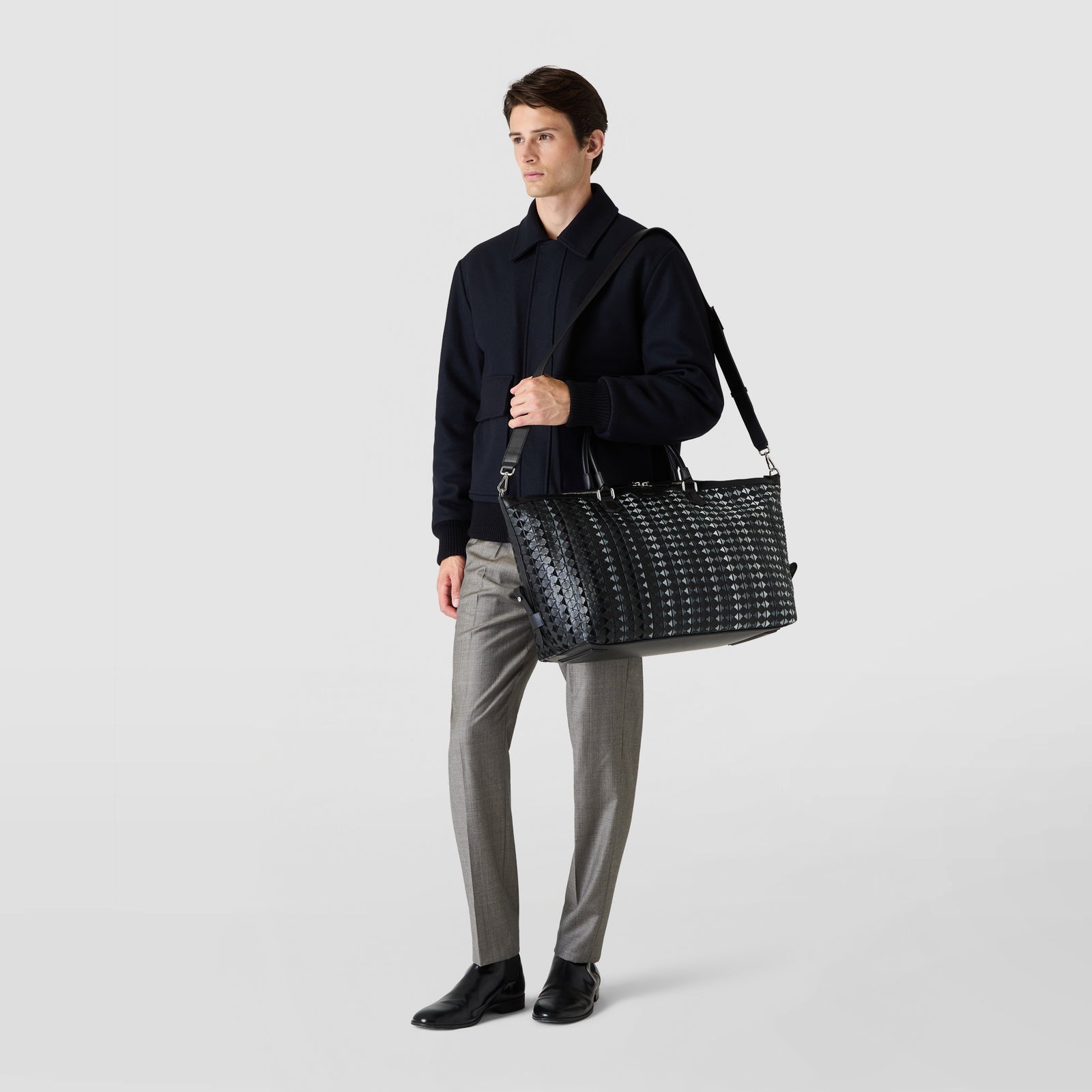 Travel bag for man in Mosaico Mestieri d'Arte black-grey