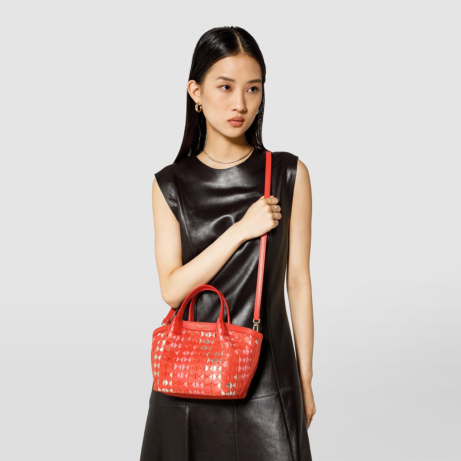 【SERAPIAN】MOSAICO MESTIERI D'ARTE製スモールSECRETトート Small secret tote bag in mosaico tan