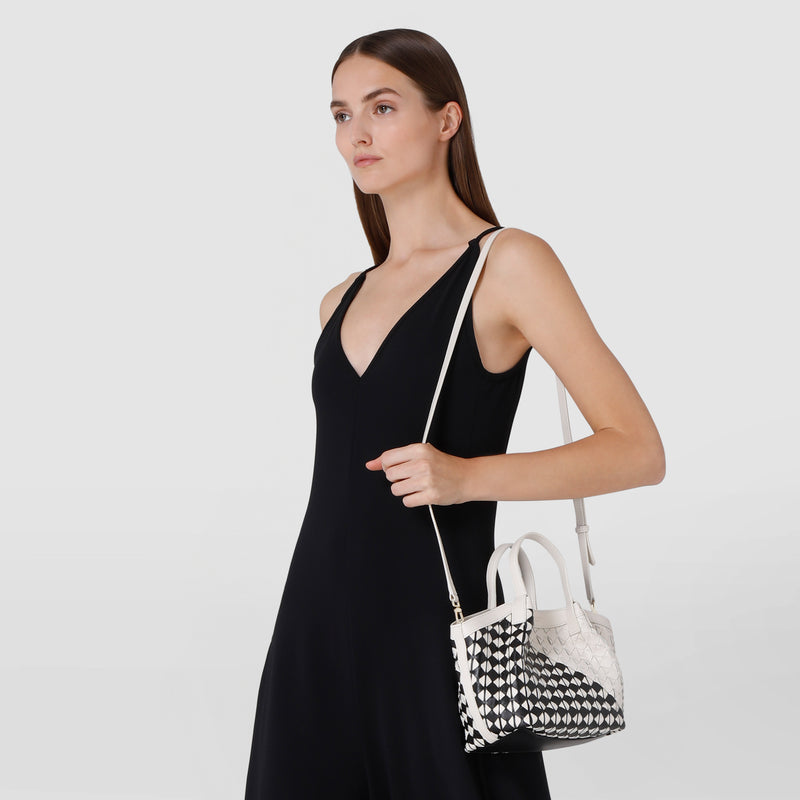 Mini secret bag in mosaico mestieri d'arte - black/off-white