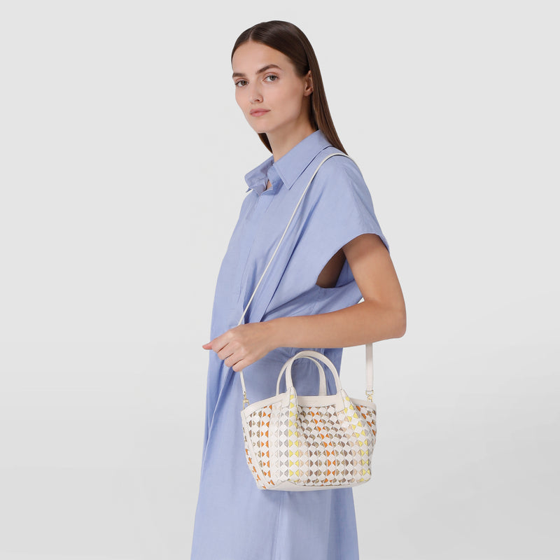 Mini secret bag in mosaico mestieri d'arte - off-white