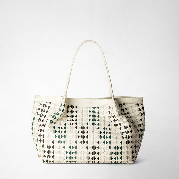 Small secret tote bag in mosaico mestieri d'arte - geometrie off white