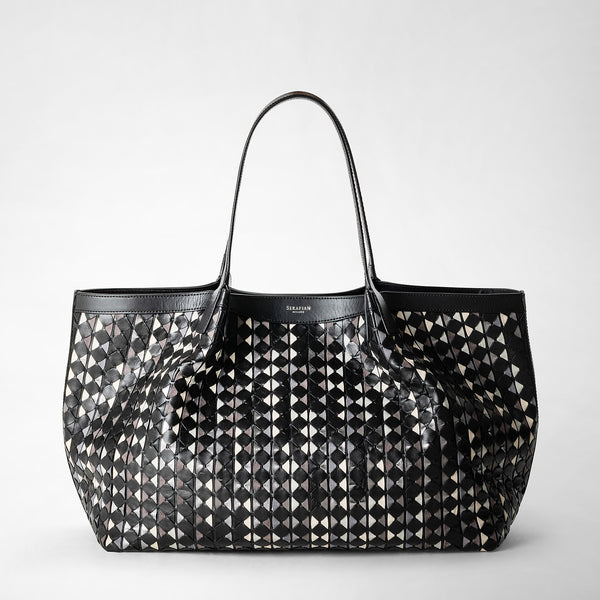 Secret tote bag in mosaico mestieri d'arte - winter garden black