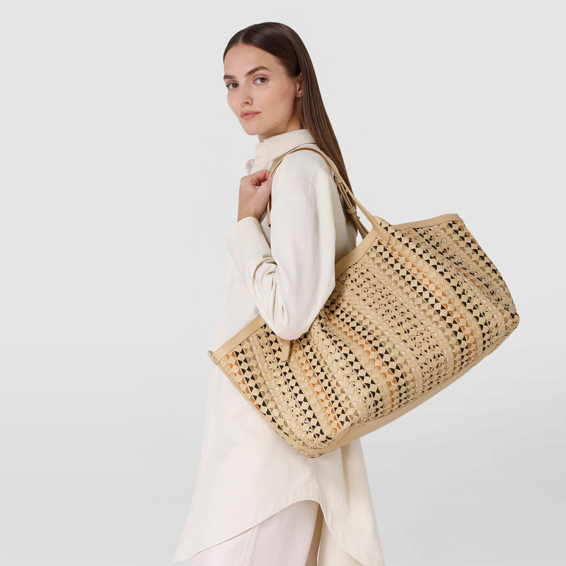 Maxi secret tote bag in mosaico mestieri d’arte - sand