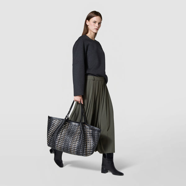 Maxi secret tote bag in mosaico mestieri d'arte - black
