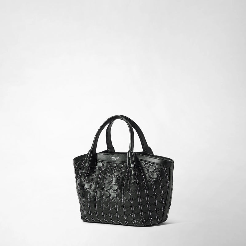 Mini secret bag in mosaico microchain - black