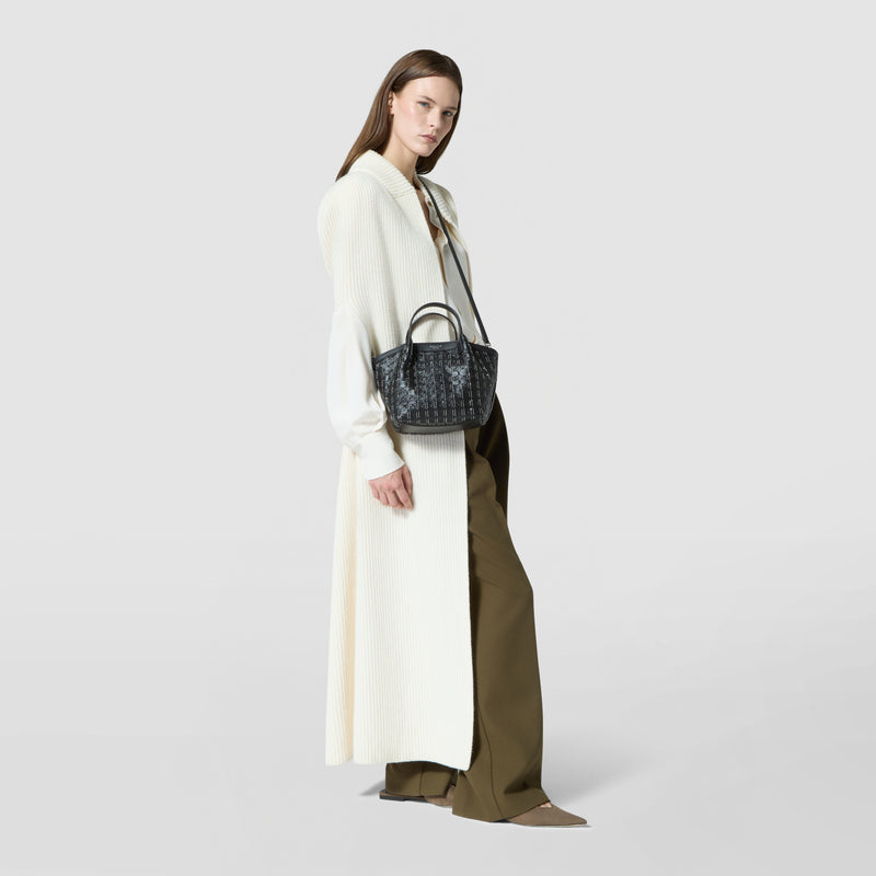 Mini secret bag in mosaico microchain - black