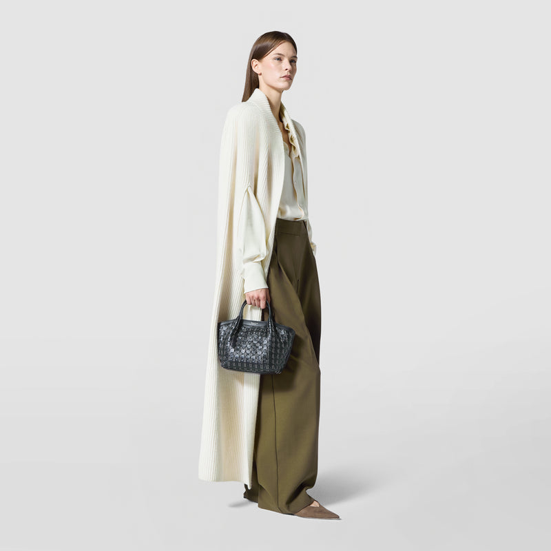 Mini secret bag in mosaico microchain - black