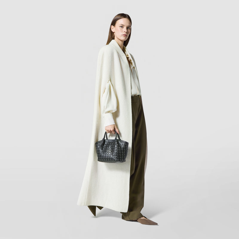 Mini secret bag in mosaico microchain - black