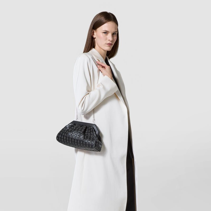 Clutch secret aus mosaico mit zierketten - black