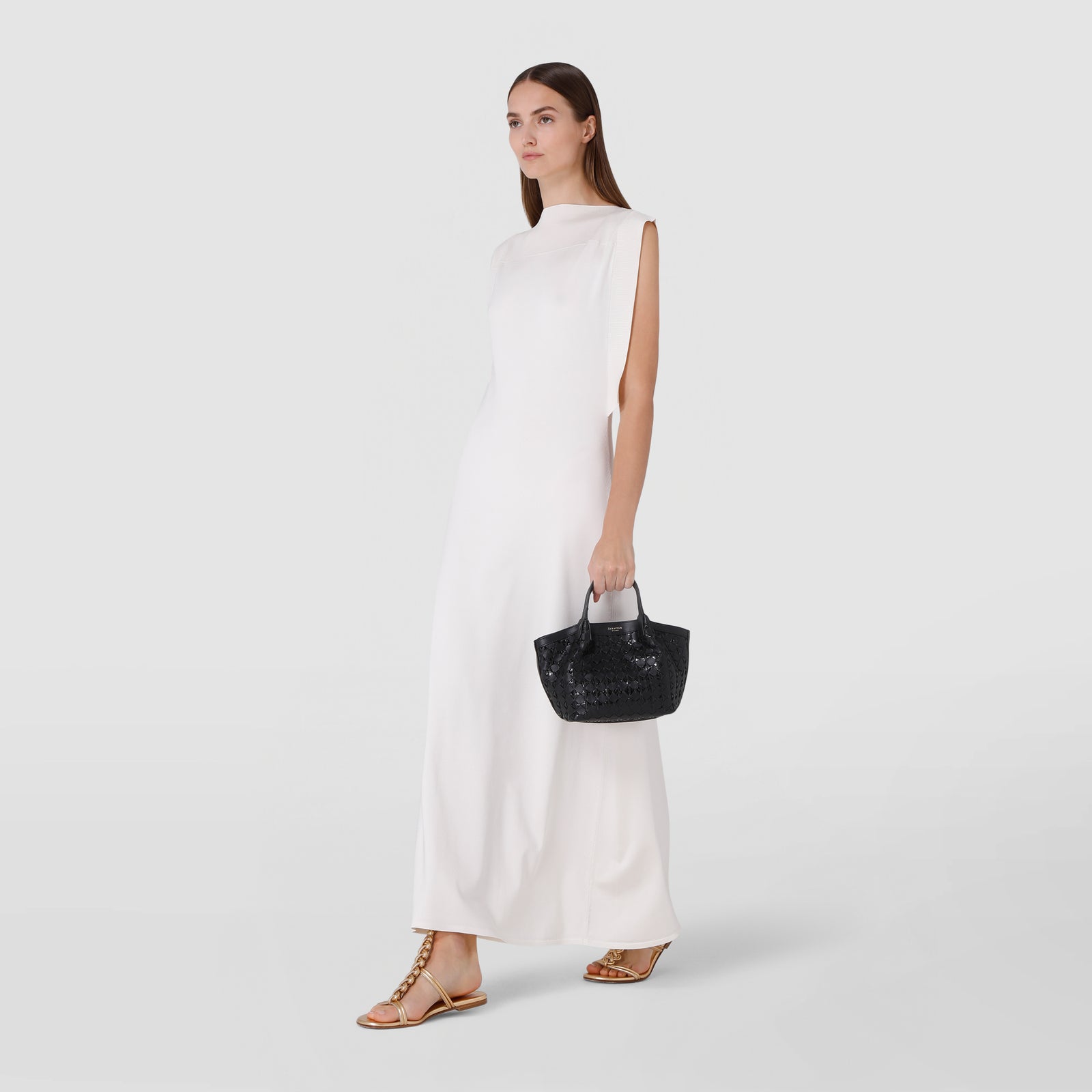 Mini Secret Bag in Black Mosaico and Elaphe