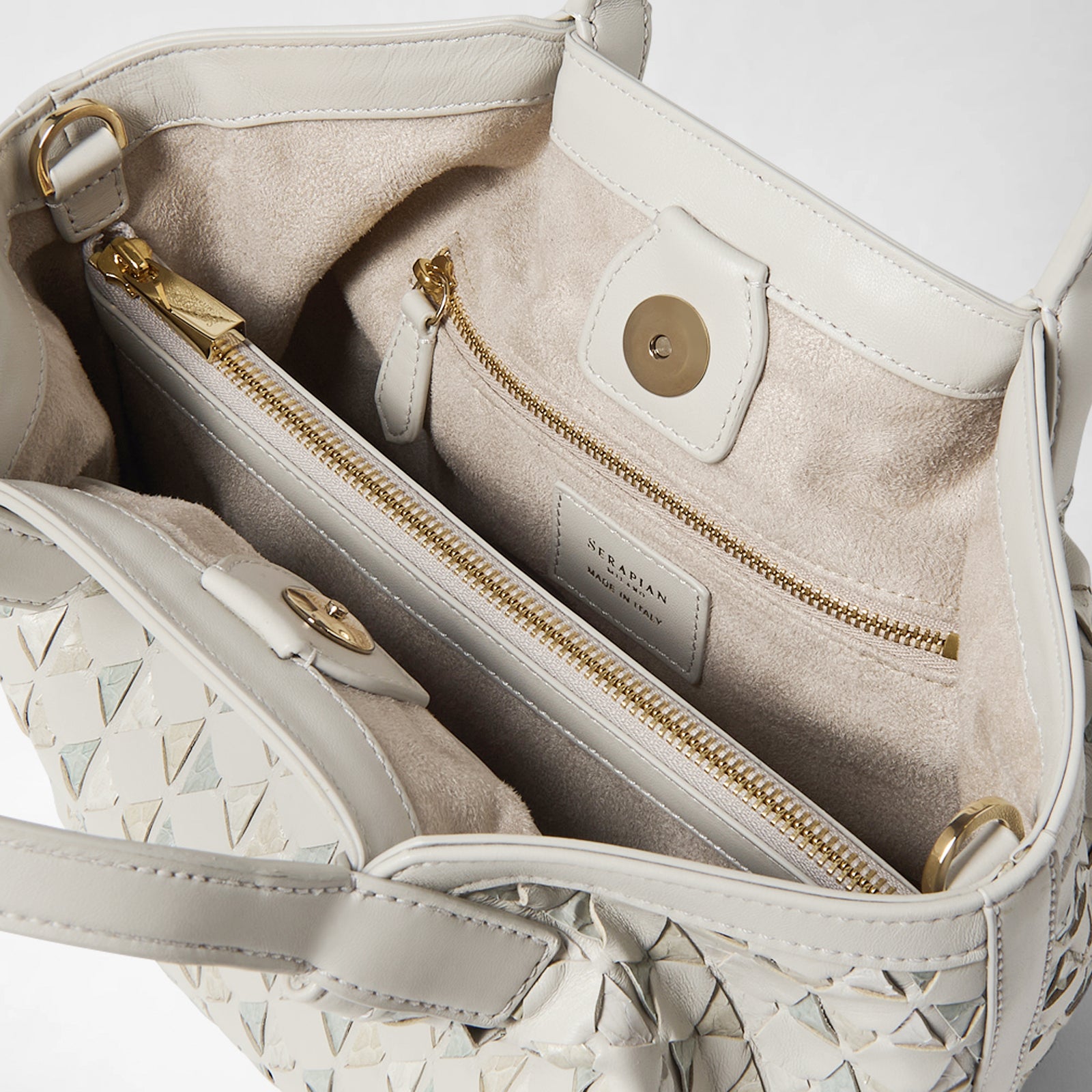 MINI SECRET BAG IN MOSAICO AND ELAPHE