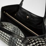 Tote bag secret piccola in mosaico ed elaphe - black/off white