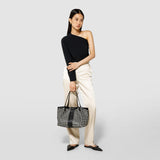Small secret tote bag in mosaico and elaphe - black/off white