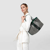 Tote bag secret piccola in mosaico ed elaphe - black/off-white/emerald