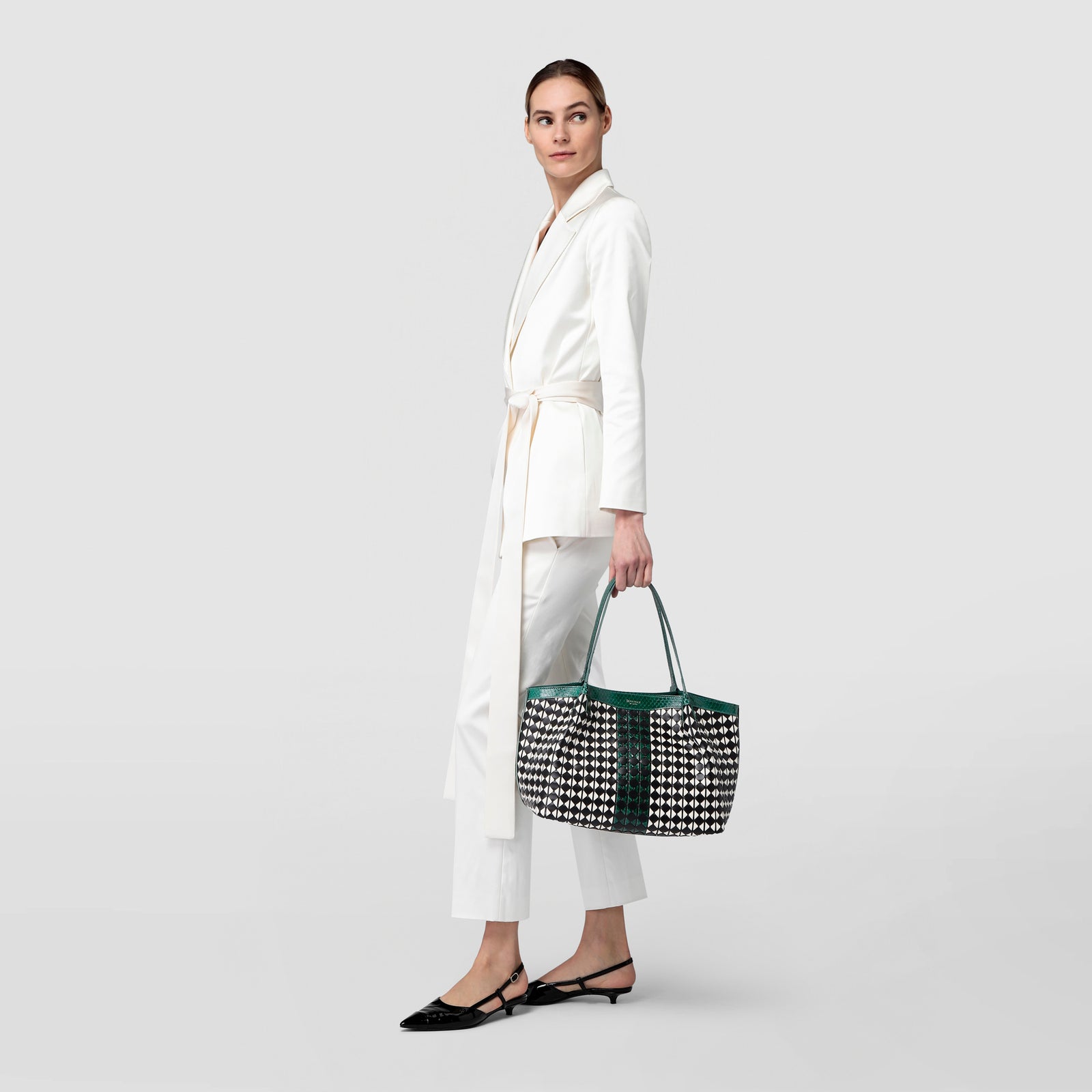 Small secret tote bag mosaico elaphe black-emerald