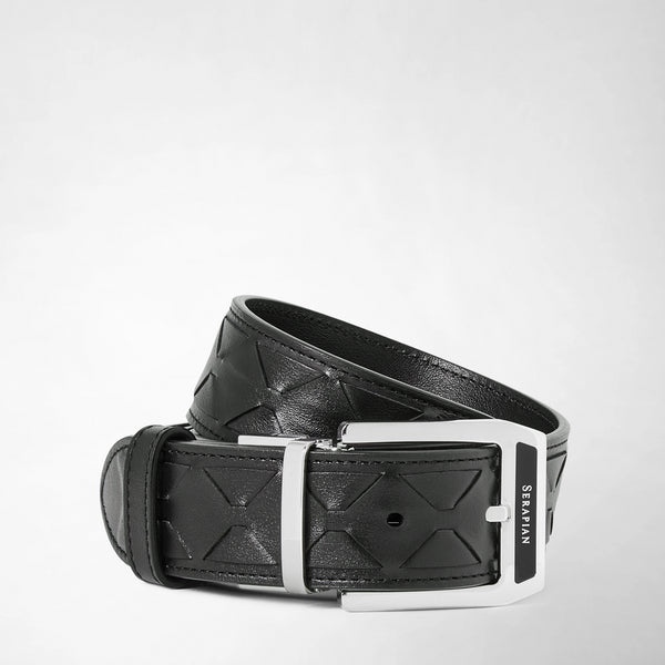 Black designer belt in Mosaico