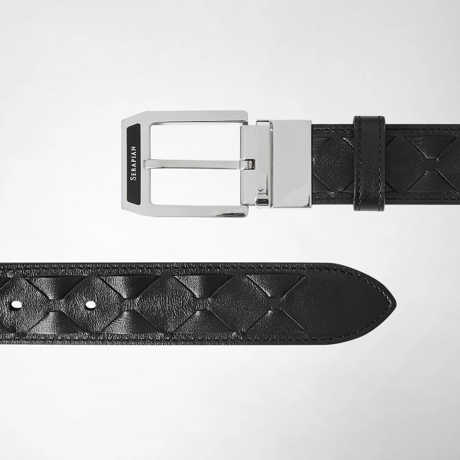 Black designer belt in Mosaico