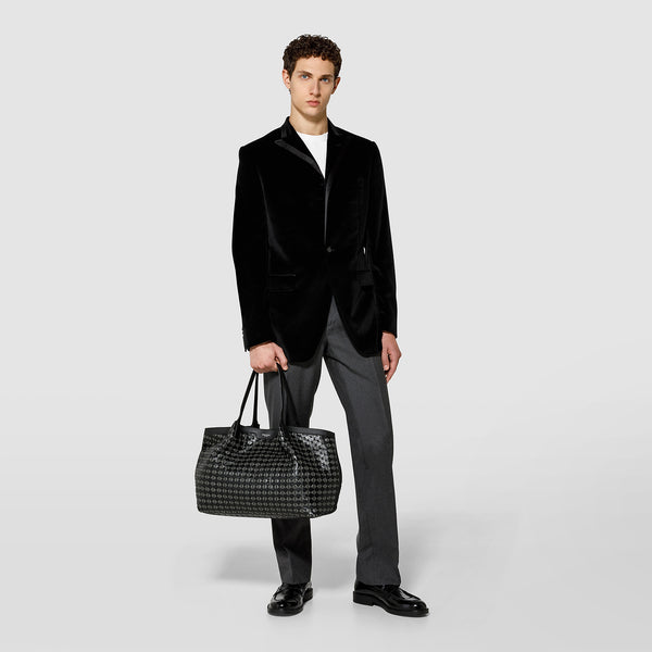 Secret tote bag in mosaico - black/asphalt