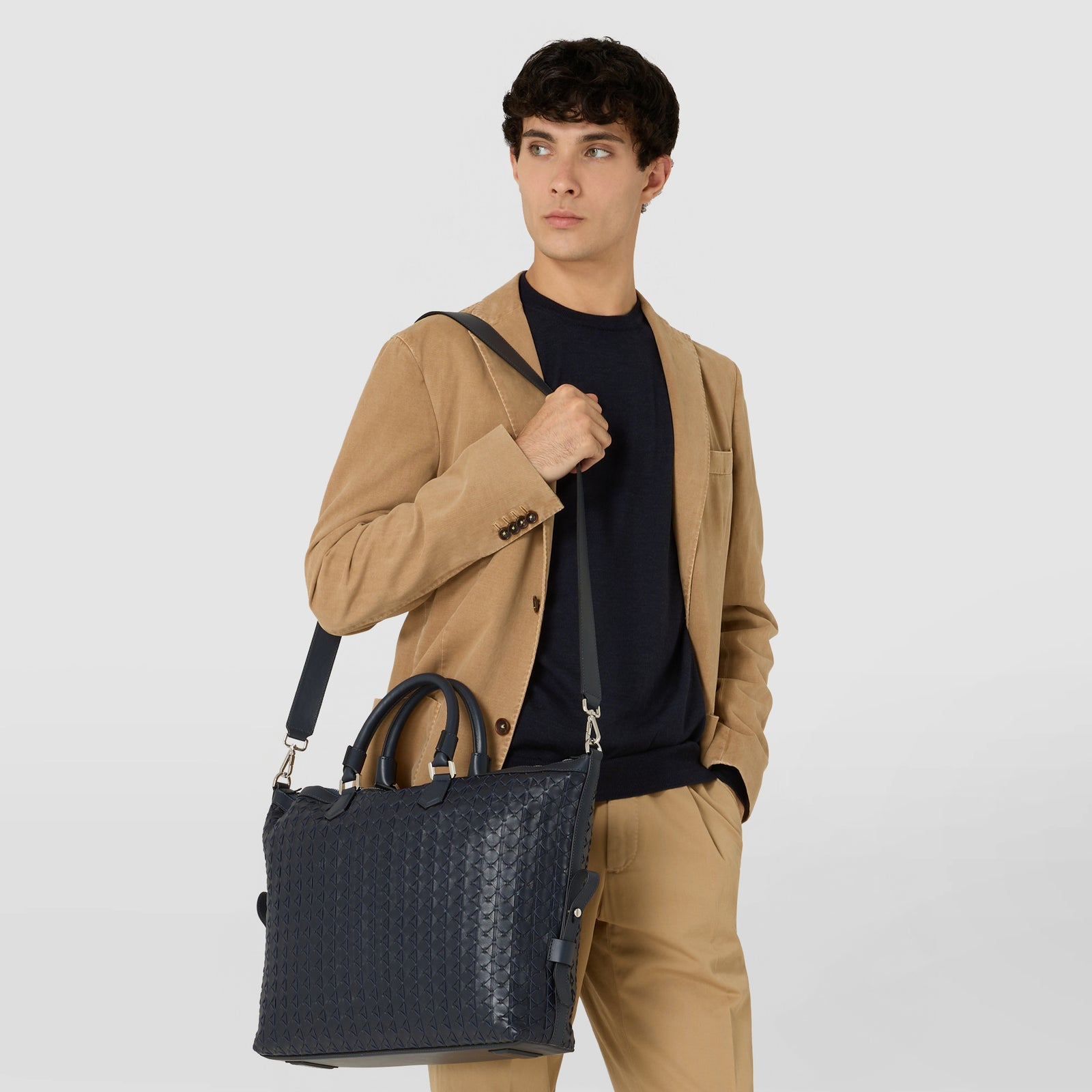 セラピアンモザイコ　ネイビーバック Travel bag in mosaico navy blue