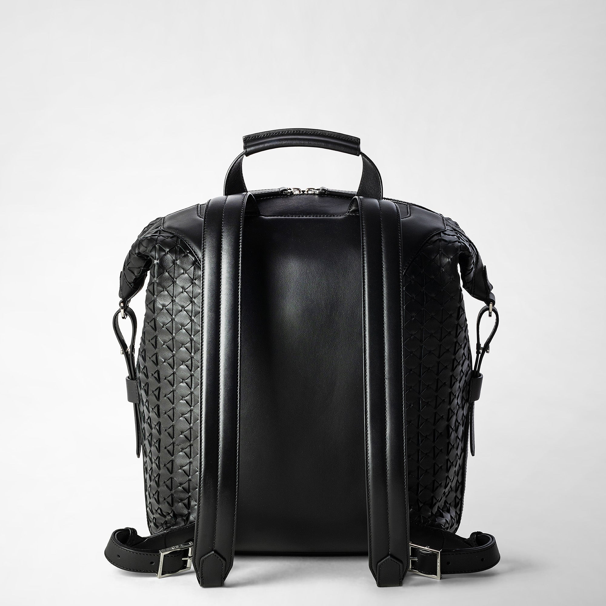 black woven leather backpack Josefina - Luxury Diaper Bag handle and sling carry options Serapian Backpack In Mosaico, Man