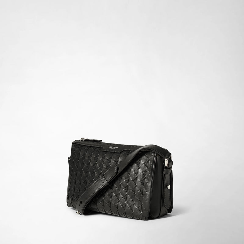 Tracolla east west in mosaico - black