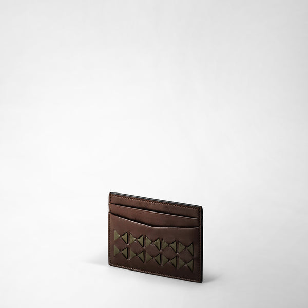 4-card holder in mosaico - coffee/kaki