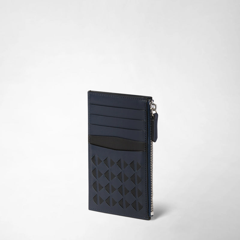 Zip card case in mosaico - navy blue