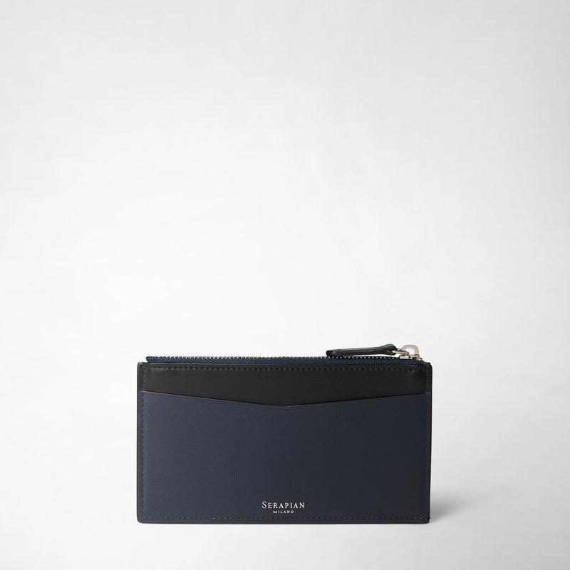 Zip card case in mosaico - navy blue
